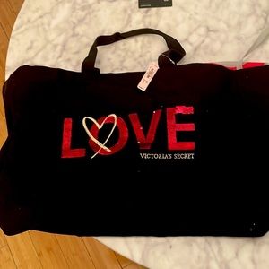 Victorias Secret Love Tote Black w/ red sequins